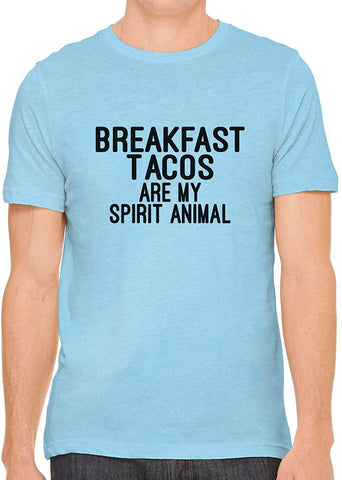 Breakfast Tacos are My Spirit Animal Cotton Mens Blue T-Shirts