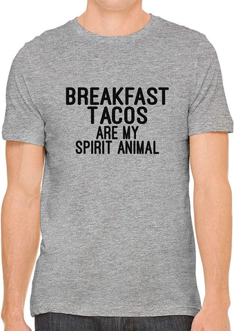 Breakfast Tacos are My Spirit Animal Cotton Mens Gray T-Shirts