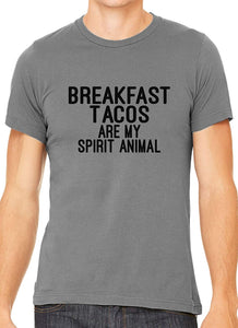 Breakfast Tacos are My Spirit Animal Cotton Mens Gray T-Shirts