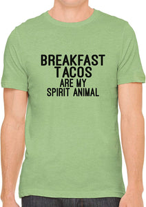 Breakfast Tacos are My Spirit Animal Cotton Mens Green T-Shirts