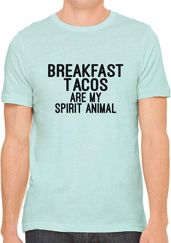 Breakfast Tacos are My Spirit Animal Cotton Mens Green T-Shirts