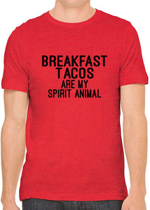 Breakfast Tacos are My Spirit Animal Cotton Mens Red T-Shirts