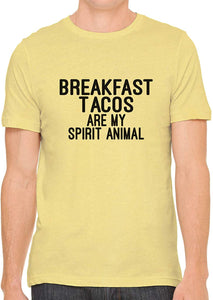 Breakfast Tacos are My Spirit Animal Cotton Mens Yellow T-Shirts