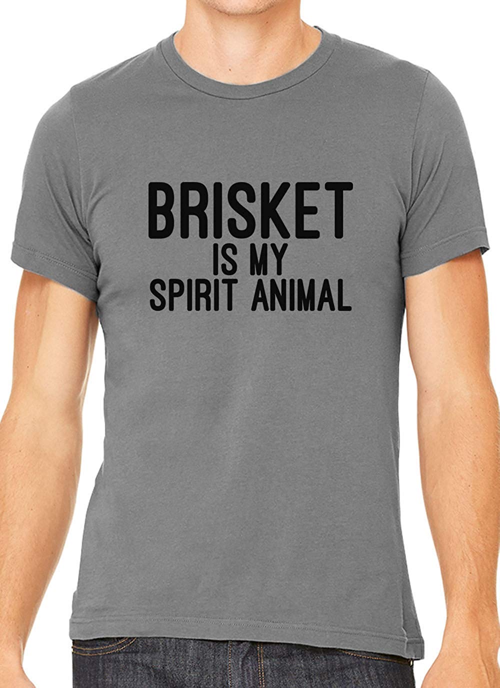 Brisket is My Spirit Animal Cotton Crewneck Men Gray T-Shirts