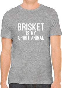 Brisket is My Spirit Animal Cotton Crewneck Men Gray T-Shirts