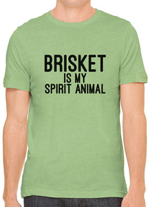 Brisket is My Spirit Animal Cotton Crewneck Men Green T-Shirts