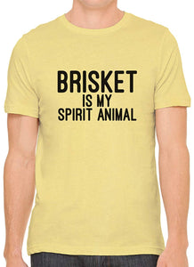 Brisket is My Spirit Animal Cotton Crewneck Men Yellow T-Shirts