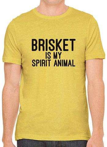 Brisket is My Spirit Animal Cotton Crewneck Men Yellow T-Shirts