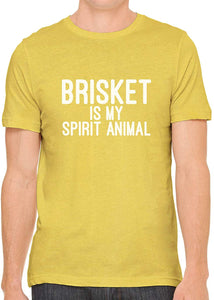 Brisket is My Spirit Animal Cotton Crewneck Men Yellow T-Shirts