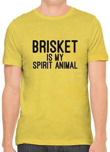 Brisket is My Spirit Animal Cotton Crewneck Men Yellow T-Shirts