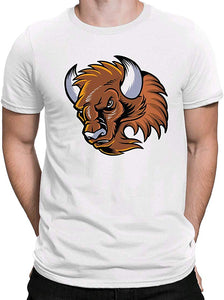 Buffalo Animal Men/Women Casual Round Collar Short Sleeve White T-Shirts