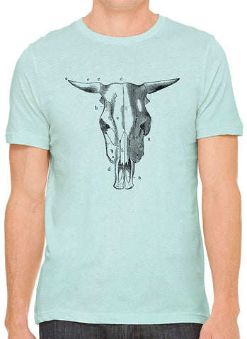 Bull Skull Diagram Cotton Crewneck Unisex Green T-Shirts