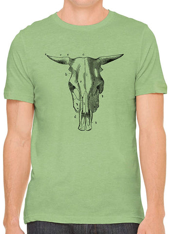 Bull Skull Diagram Cotton Crewneck Unisex Green T-Shirts