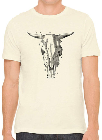 Bull Skull Diagram Cotton Crewneck Unisex Nature T-Shirts