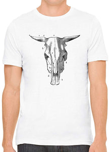 Bull Skull Diagram Cotton Crewneck Unisex White T-Shirts