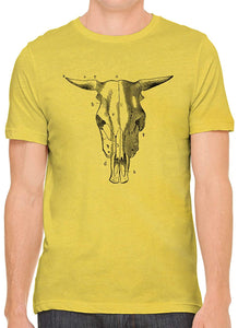 Bull Skull Diagram Cotton Crewneck Unisex Yellow T-Shirts