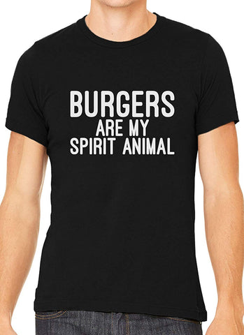 Burgers are My Spirit Animal Cotton Crewneck Unisex Black T-Shirts