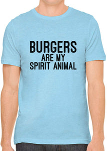 Burgers are My Spirit Animal Cotton Crewneck Unisex Blue T-Shirts