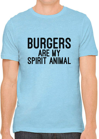 Burgers are My Spirit Animal Cotton Crewneck Unisex Blue T-Shirts