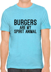 Burgers are My Spirit Animal Cotton Crewneck Unisex Blue T-Shirts