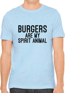 Burgers are My Spirit Animal Cotton Crewneck Unisex Blue T-Shirts