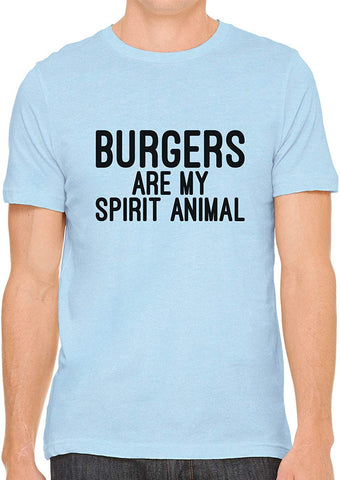 Burgers are My Spirit Animal Cotton Crewneck Unisex Blue T-Shirts