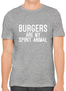 Burgers are My Spirit Animal Cotton Crewneck Unisex Gray T-Shirts