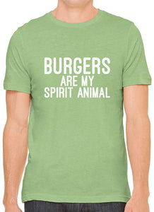 Burgers are My Spirit Animal Cotton Crewneck Unisex Green T-Shirts