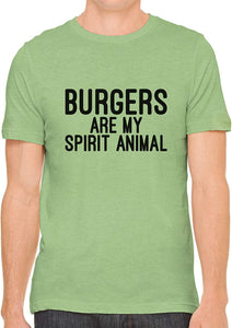 Burgers are My Spirit Animal Cotton Crewneck Unisex Green T-Shirts