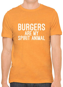 Burgers are My Spirit Animal Cotton Crewneck Unisex Orange T-Shirts