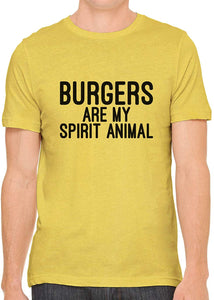 Burgers are My Spirit Animal Cotton Crewneck Unisex Yellow T-Shirts