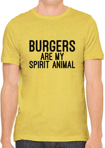 Burgers are My Spirit Animal Cotton Crewneck Unisex Yellow T-Shirts