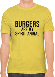 Burgers are My Spirit Animal Cotton Crewneck Unisex Yellow T-Shirts