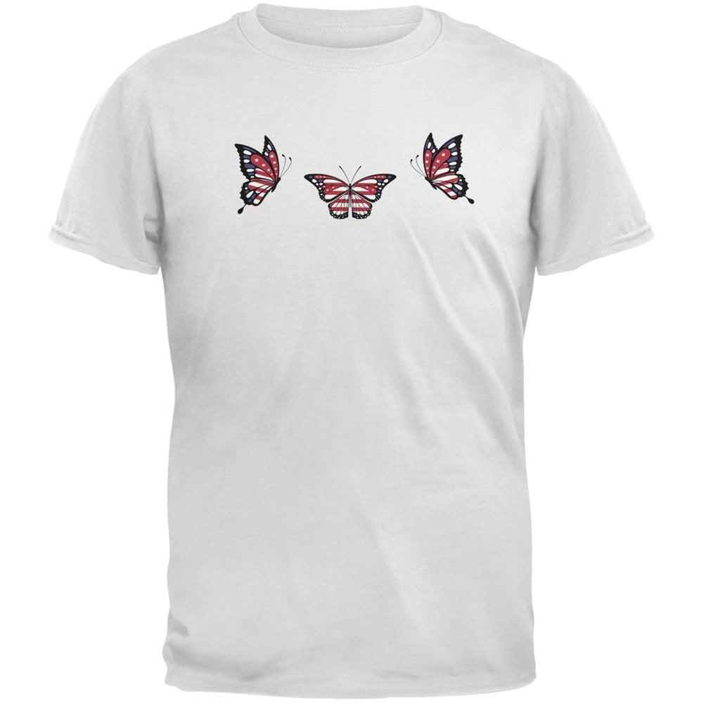 Butterfly 4th of July Patriotic Butterflies Adult White T-Shirts