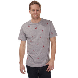 CARGOBAY Mens Flamingo Bird Retro Casual Cotton Jersey Top Grey T-Shirts