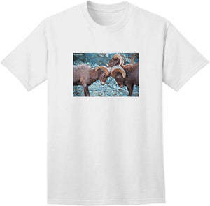 CO Bighorn Head Butt Adult White T-Shirts