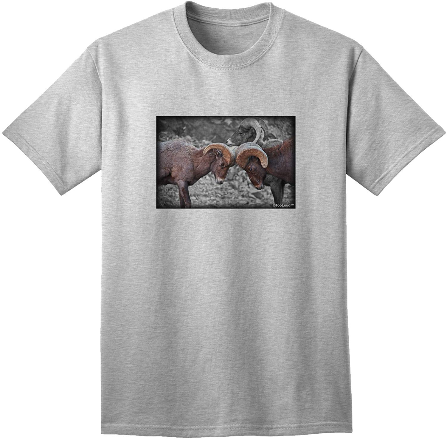 CO Bighorn Head Butt Desaturated Adult Gray T-Shirts