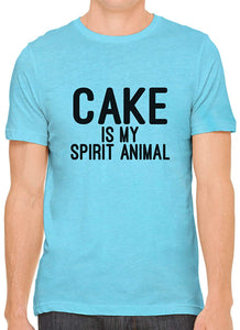 Cake is My Spirit Animal Cotton Crewneck Men Blue T-Shirts