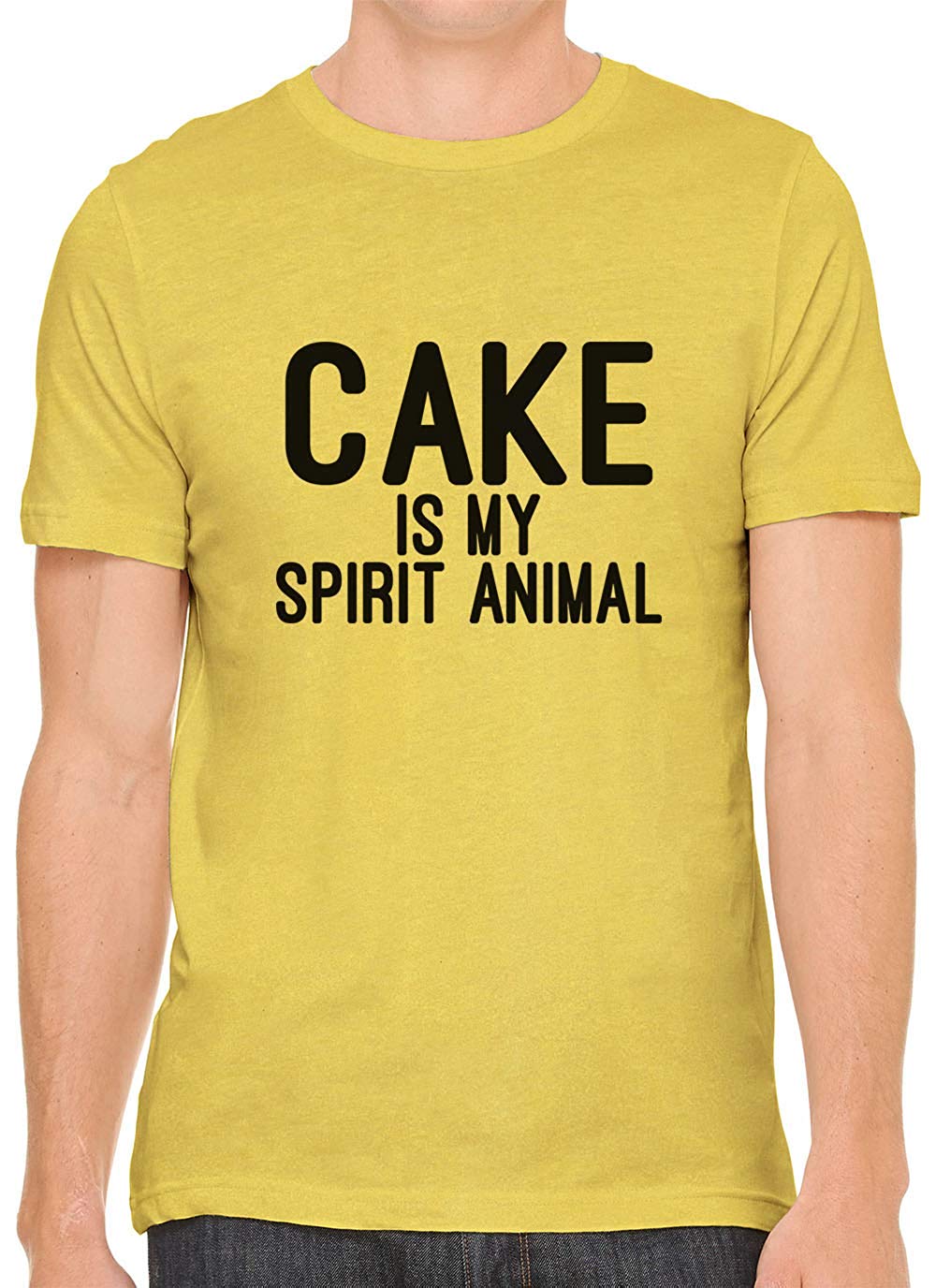 Cake is My Spirit Animal Cotton Crewneck Men Yellow T-Shirts