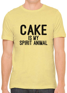 Cake is My Spirit Animal Cotton Crewneck Men Yellow T-Shirts