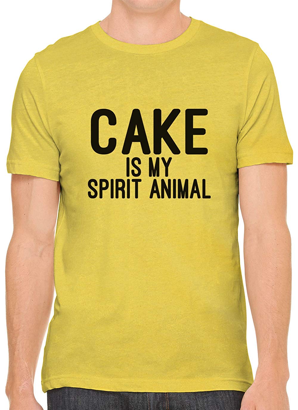 Cake is My Spirit Animal Cotton Crewneck Men Yellow T-Shirts