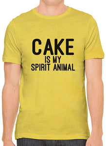 Cake is My Spirit Animal Cotton Crewneck Men Yellow T-Shirts