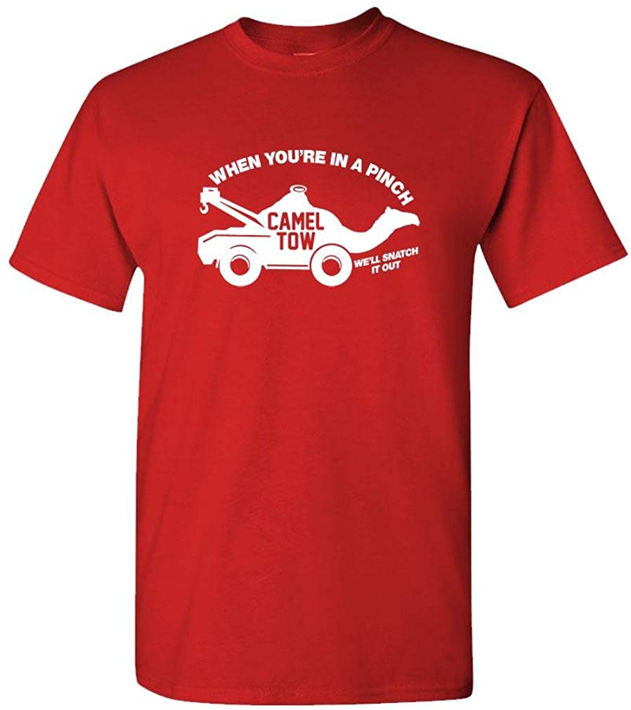 Camel Towing-Toe Funny Sarcastic Saying-Mens Cotton Red T-Shirts