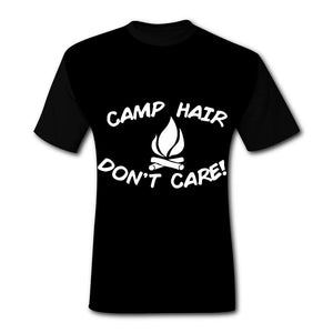 Camping Hair Don't Care Fashion Men's 3D Printed O-Neck Short Sleeve Black T-Shirts