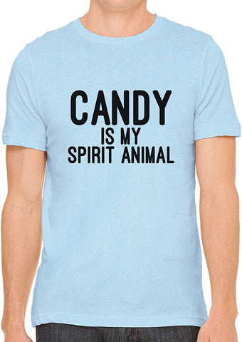 Candy is My Spirit Animal Cotton Crewneck Men Blue T-Shirts