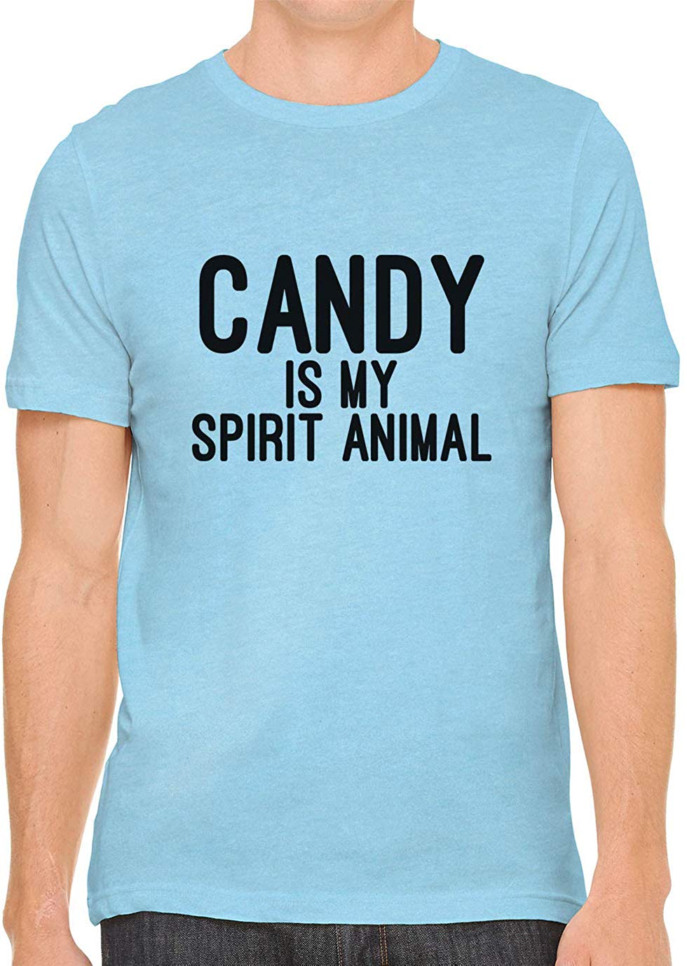 Candy is My Spirit Animal Cotton Crewneck Men Blue T-Shirts