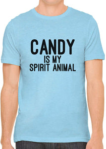 Candy is My Spirit Animal Cotton Crewneck Men Blue T-Shirts