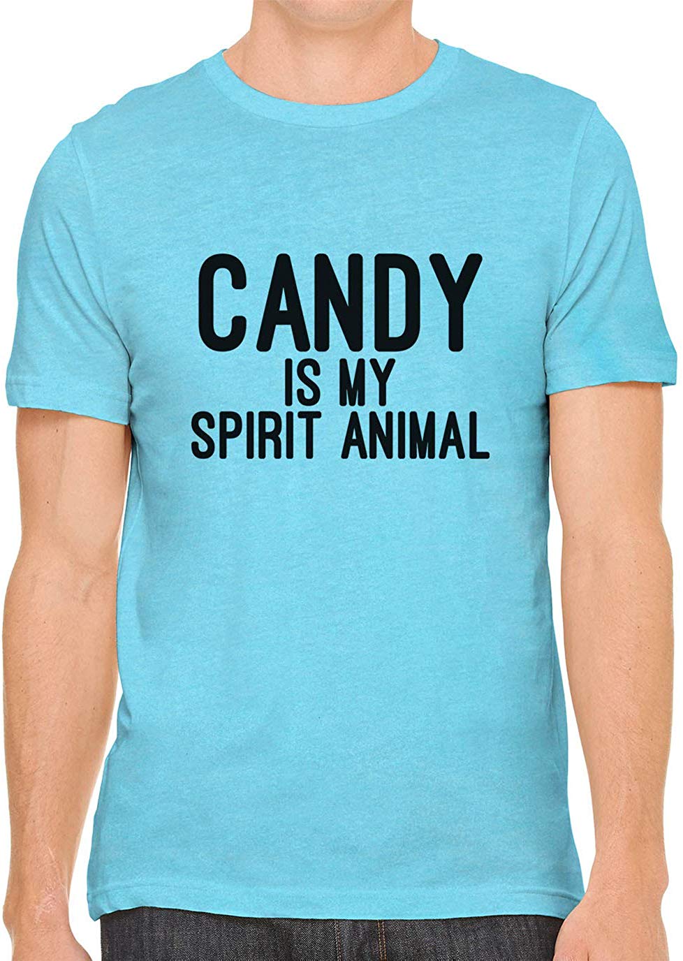 Candy is My Spirit Animal Cotton Crewneck Men Blue T-Shirts