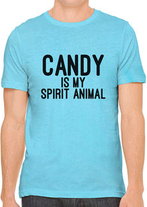 Candy is My Spirit Animal Cotton Crewneck Men Blue T-Shirts