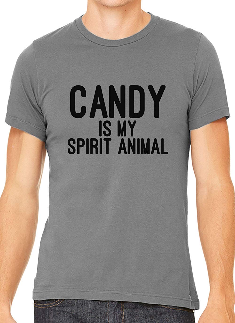 Candy is My Spirit Animal Cotton Crewneck Men Gray T-Shirts